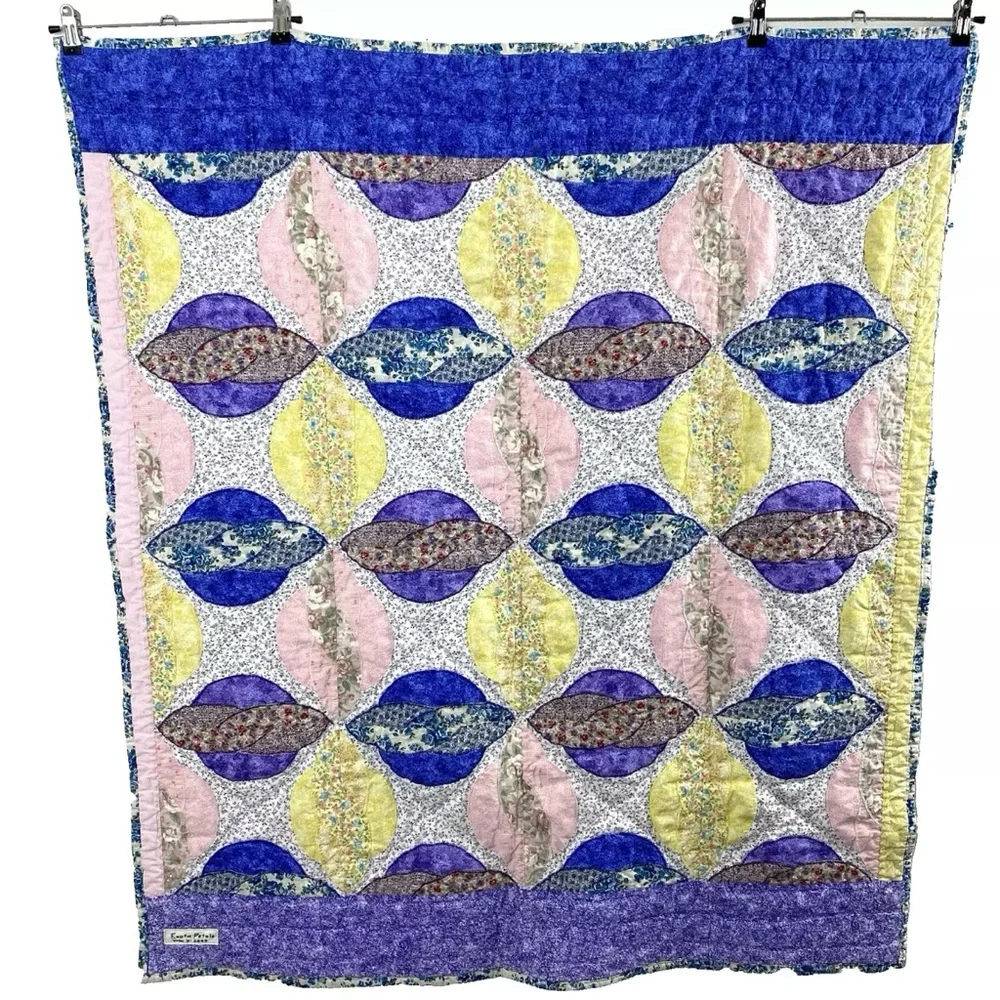Vintage Handmade Floral Boho Baby Quilt